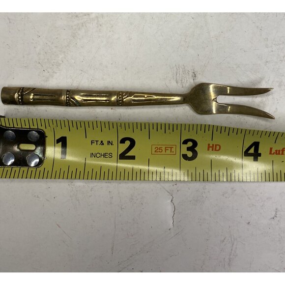 Thailand Nickelbronze Appetizer Cocktail Forks & Spoon Bamboo Design Set of 5 - Picture 8 of 12